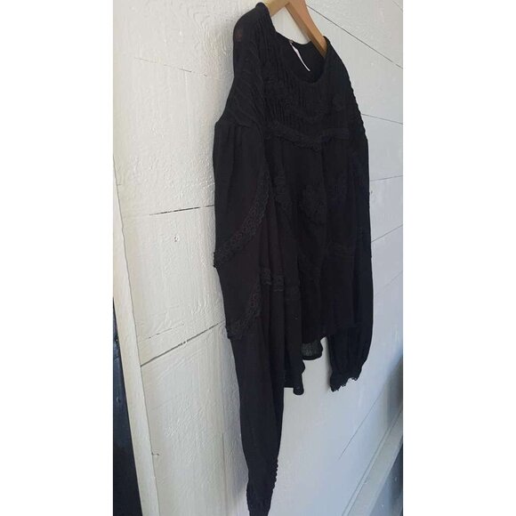 Free People Maisey Knit Floral Lace Embroidered Top Blouse L - Picture 10 of 11